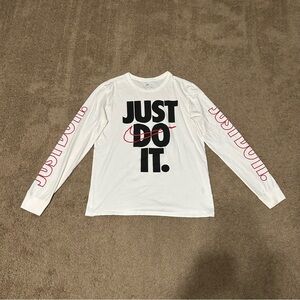 Y2K Skater Athletic Nike White Graphic Long Sleeve T-Shirt M